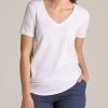 Women American Tall Tees, Tanks + Bodysuits | Women'S Tall Scoop V-Neck Tee In Ecru