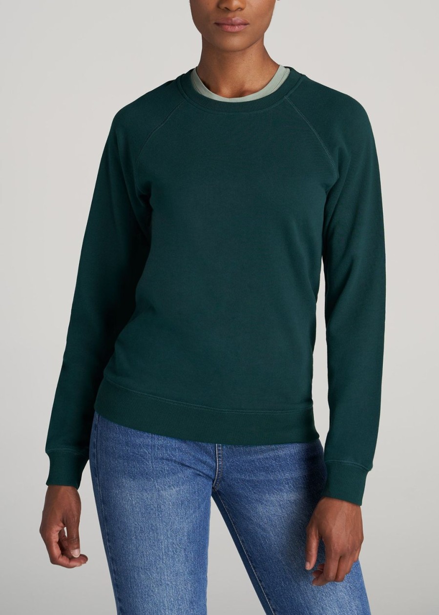 Women American Tall Hoodies + Sweatshirts | Wearever French Terry Women'S Tall Crewneck Sweatshirt In Emerald