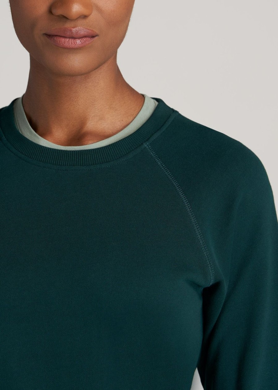 Women American Tall Hoodies + Sweatshirts | Wearever French Terry Women'S Tall Crewneck Sweatshirt In Emerald