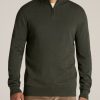 Men American Tall Hoodies + Sweatshirts | Everyday Quarter-Zip Tall Men'S Sweater In Dark Olive Green