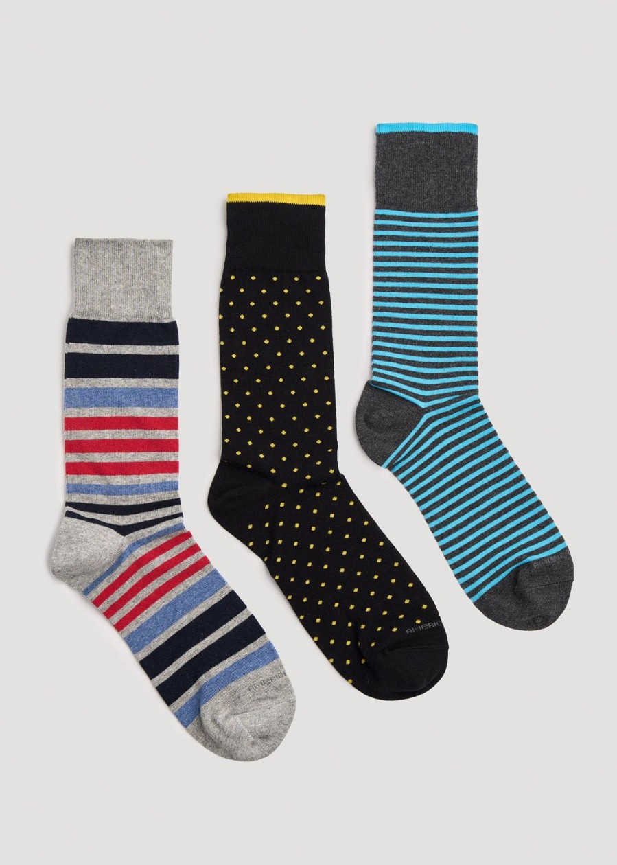 Men American Tall Socks | Men'S Xl Dress Socks (Size 14-17) | 3-Pack A