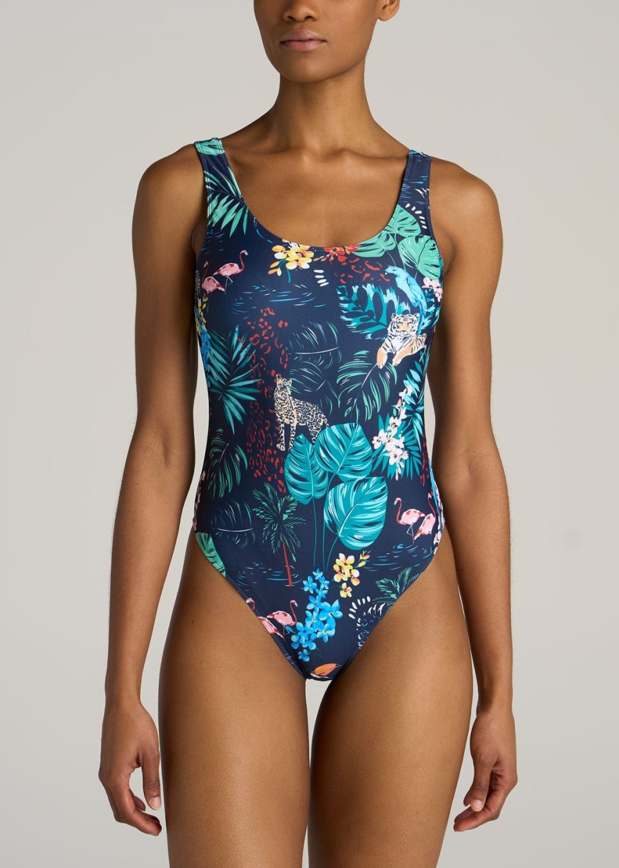 Women American Tall Swimwear | Women'S Tall One Piece Swimsuit In Jungle Print