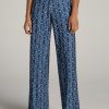 Women American Tall Pants + Trousers | Pull On Breezy Wide Leg Pants For Tall Women In Indigo Tribal Print