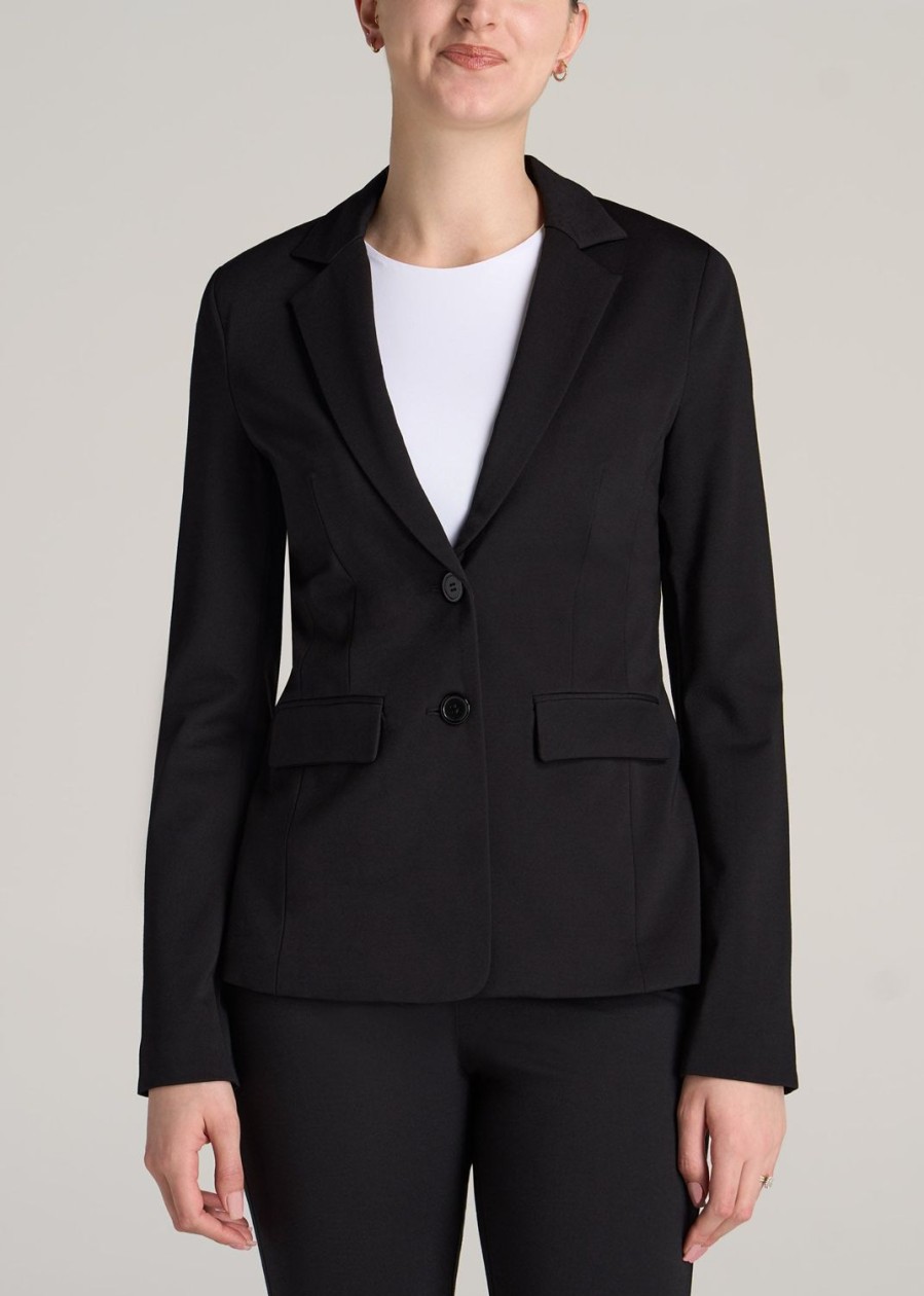 Women American Tall Jackets + Outerwear | Slim-Fit Two Button Blazer For Tall Women In Black