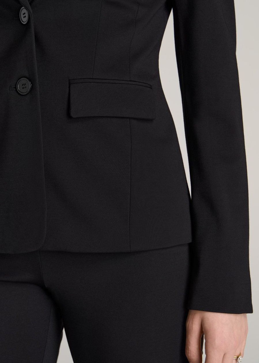 Women American Tall Jackets + Outerwear | Slim-Fit Two Button Blazer For Tall Women In Black