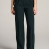 Women American Tall Pants + Trousers | Pleated Wide Leg Dress Pants For Tall Women In Midnight Green