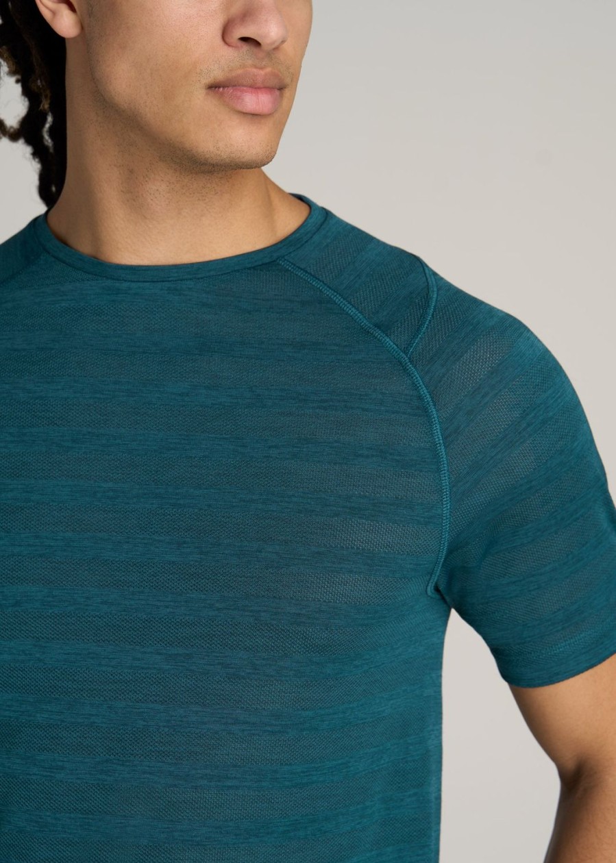 Men American Tall Tees + Tanks | A.T. Performance Modern-Fit Crewneck Raglan Short Sleeve T-Shirt For Tall Men In Teal Heather