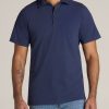 Men American Tall Polos | Lj&S Ultra Soft Short Sleeve Cotton Polo For Tall Men In Vintage Midnight Navy