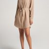 Women American Tall Shirts + Tops | Women'S Tall Shirt Dress In Clay Beige