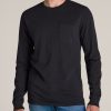 Men American Tall Long Sleeve Tees + Thermals | Garment Dyed Long Sleeve Pocket Tall Men'S Tee In Black