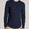 Men American Tall Long Sleeve Tees + Thermals | Slub Long Sleeve Scoop Tall Men'S Tee In Evening Blue