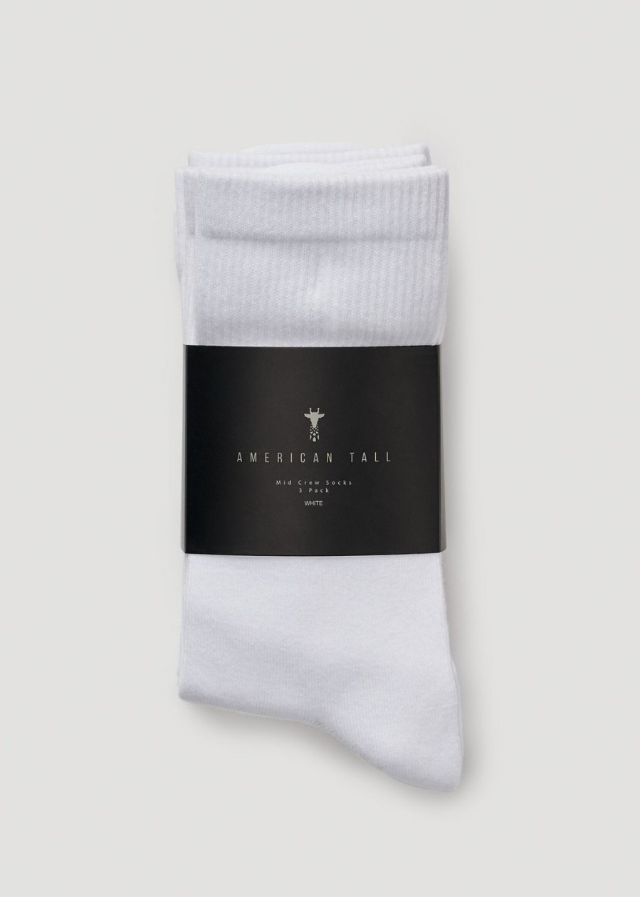 Women American Tall Socks | Women'S Mid Crew Socks (X-Large Size: 10-13) | White 3 Pack