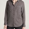 Women American Tall Shirts + Tops | Women'S Tall Tencel Shirt In Smoke