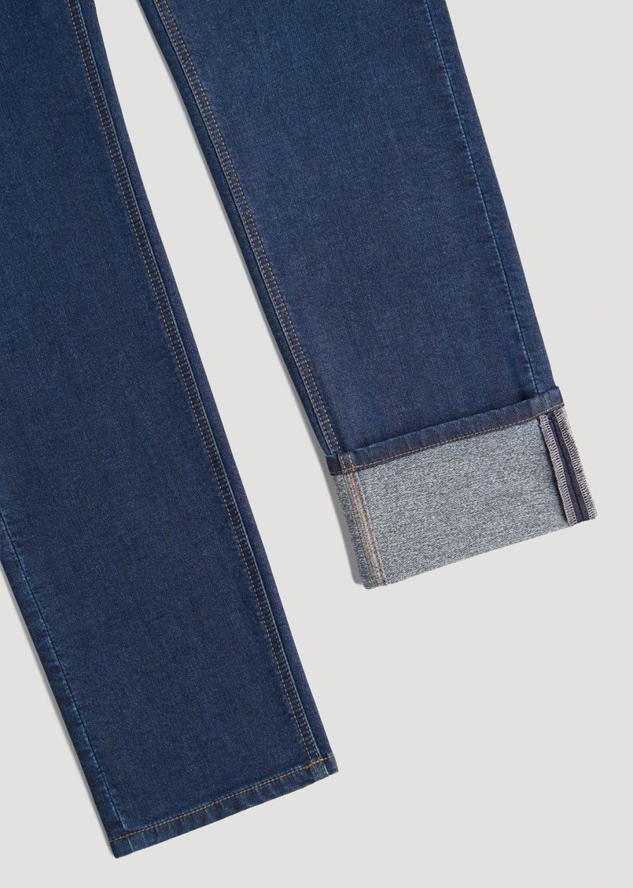 Men American Tall Jeans | Carman Tapered Fleeced Jeans For Tall Men In Colorado Blue Wash