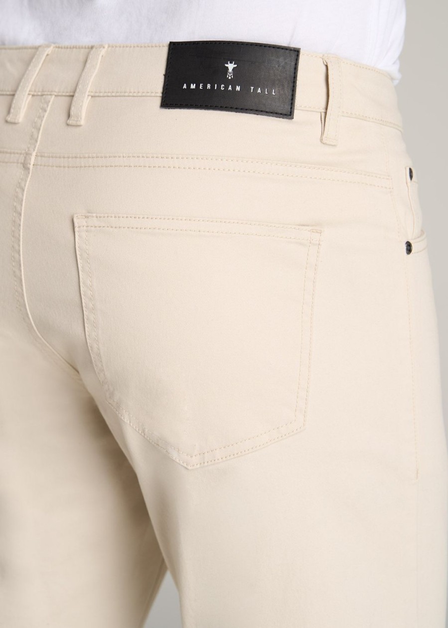 Men American Tall Pants + Chinos | Carman Tapered Fit Five Pocket Pants For Tall Men In Soft Beige