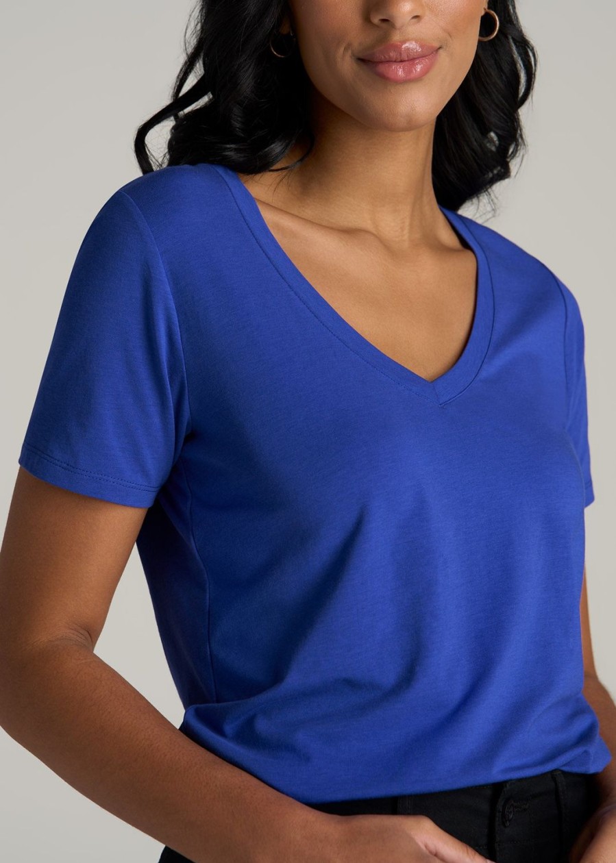 Women American Tall Tees, Tanks + Bodysuits | Women'S Tall Scoop V-Neck Tee In Galactic Cobalt