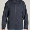 Men American Tall Jackets + Coats | Men'S Tall Hooded Rain Coat In Dark Navy