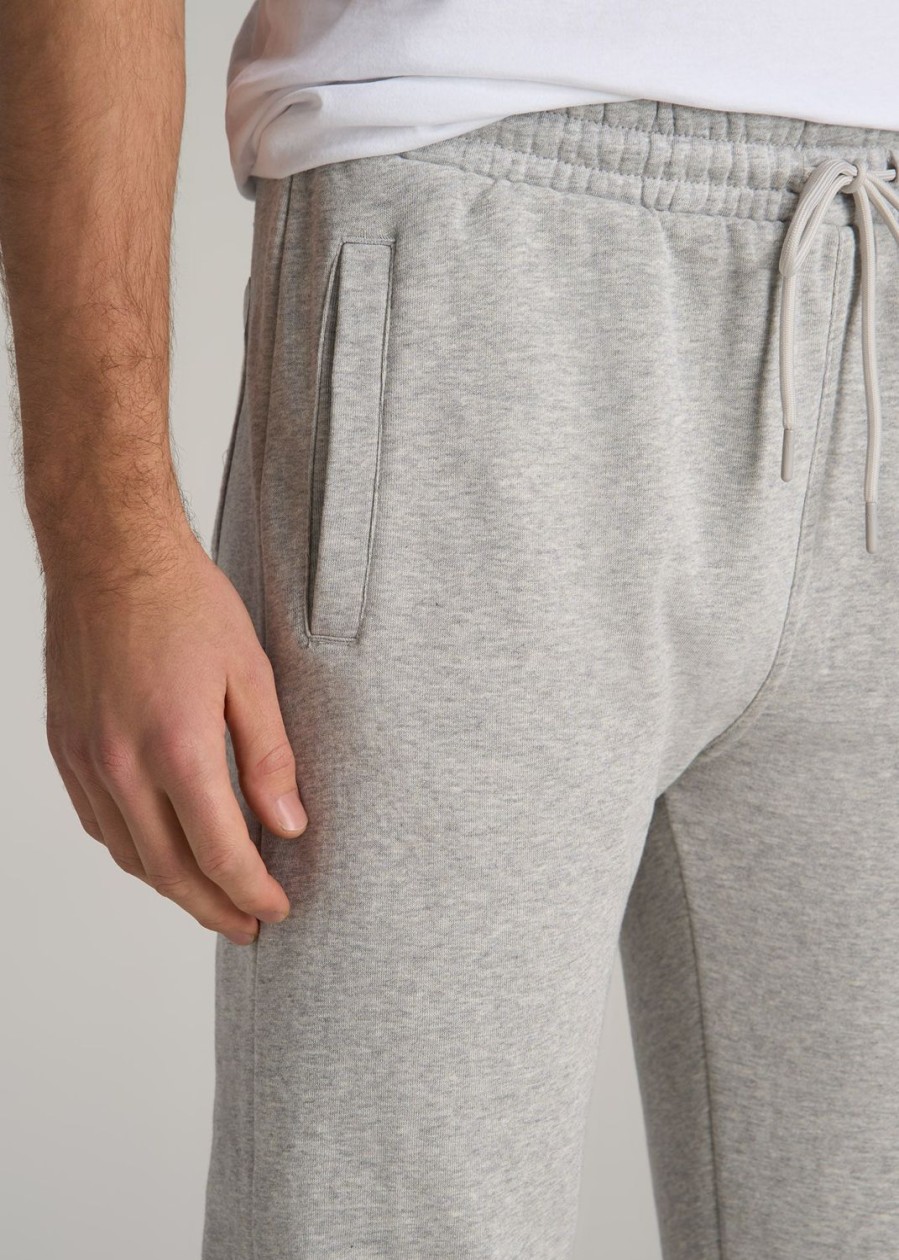 Men American Tall Athletic Pants | Wearever Fleece Elastic-Bottom Sweatpants For Tall Men In Grey Mix