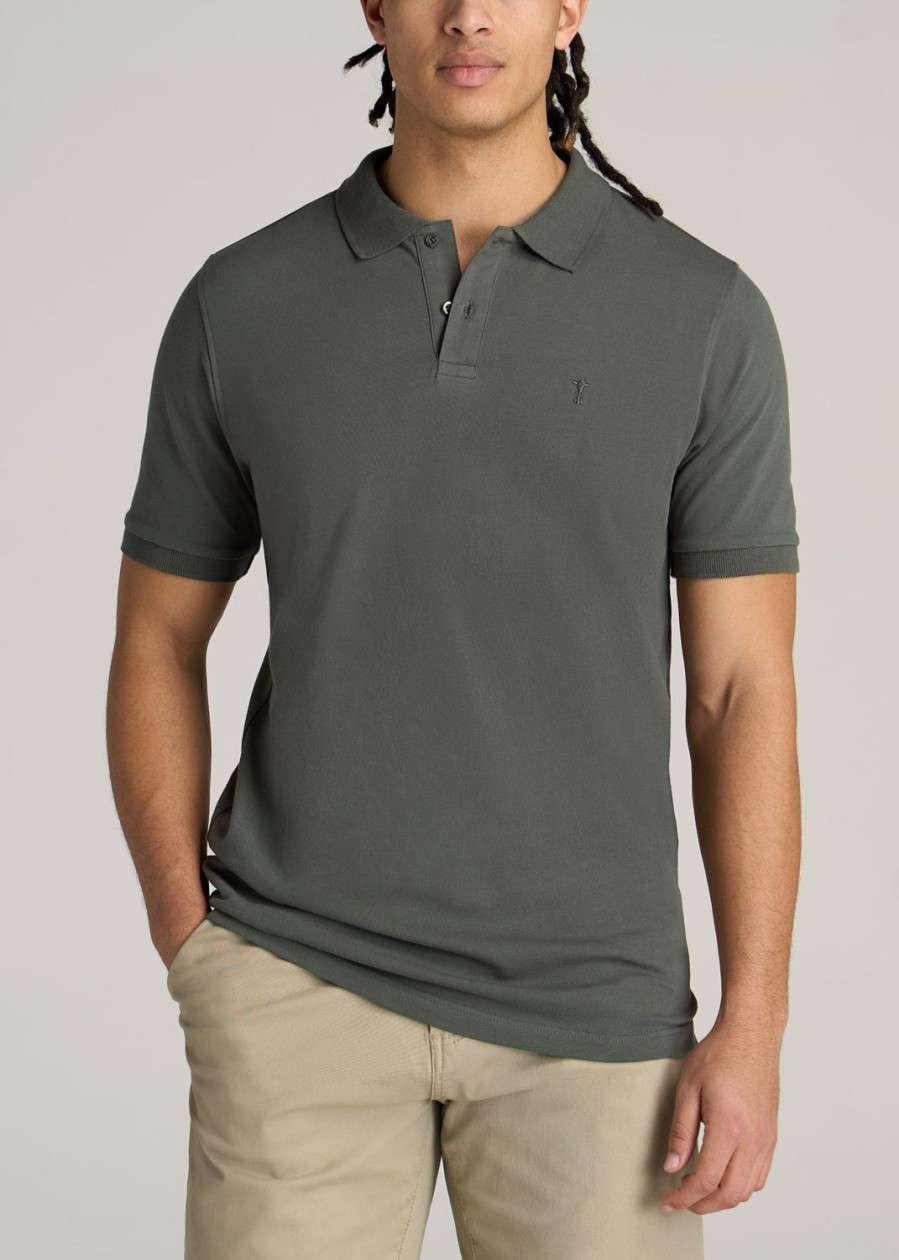 Men American Tall Polos | Men'S Tall Classic Polo With Embroidered Logo In Spring Olive