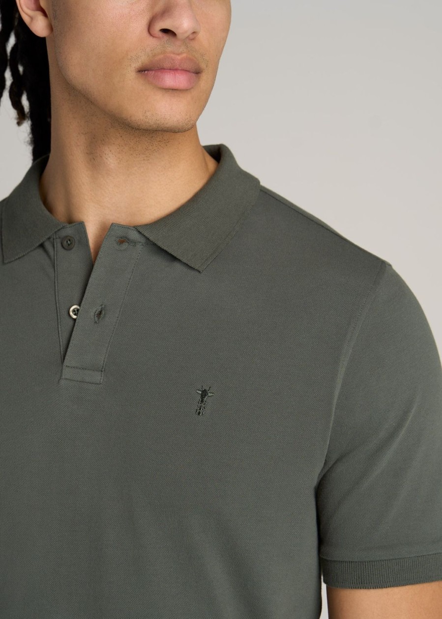 Men American Tall Polos | Men'S Tall Classic Polo With Embroidered Logo In Spring Olive