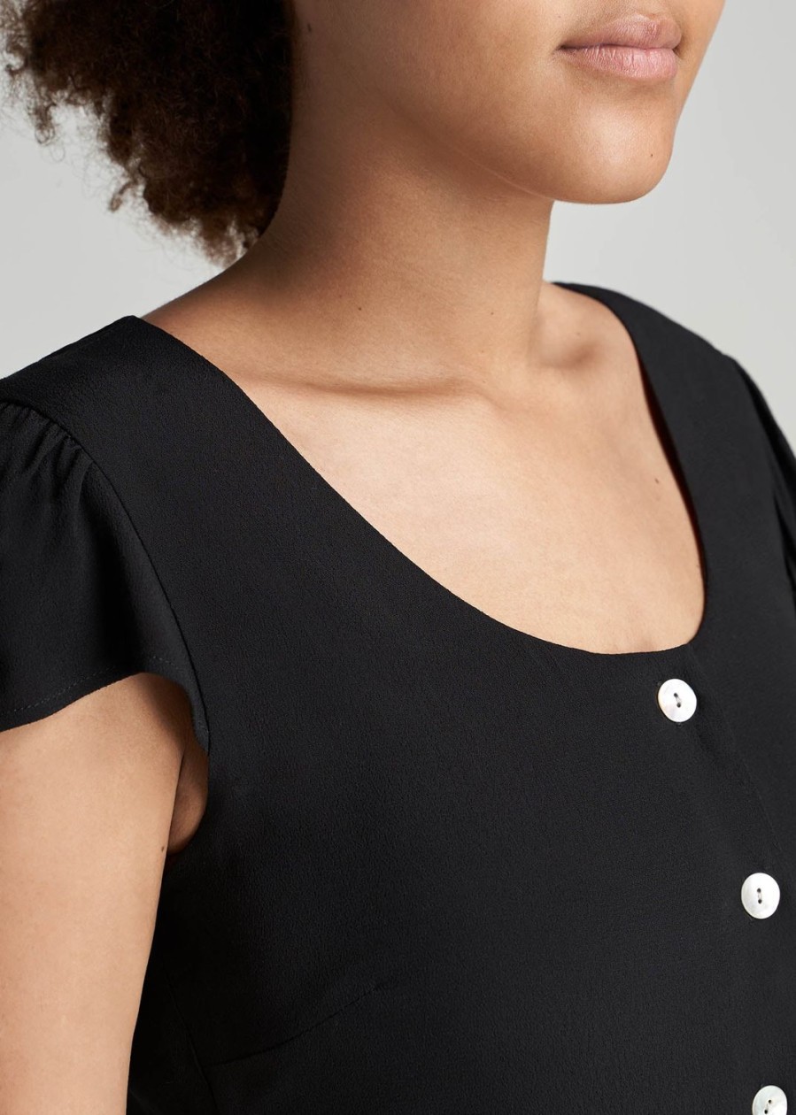 Women American Tall Dresses | Last Chance: Women'S Tall Slim-Fit Cap Sleeve Dress In Black