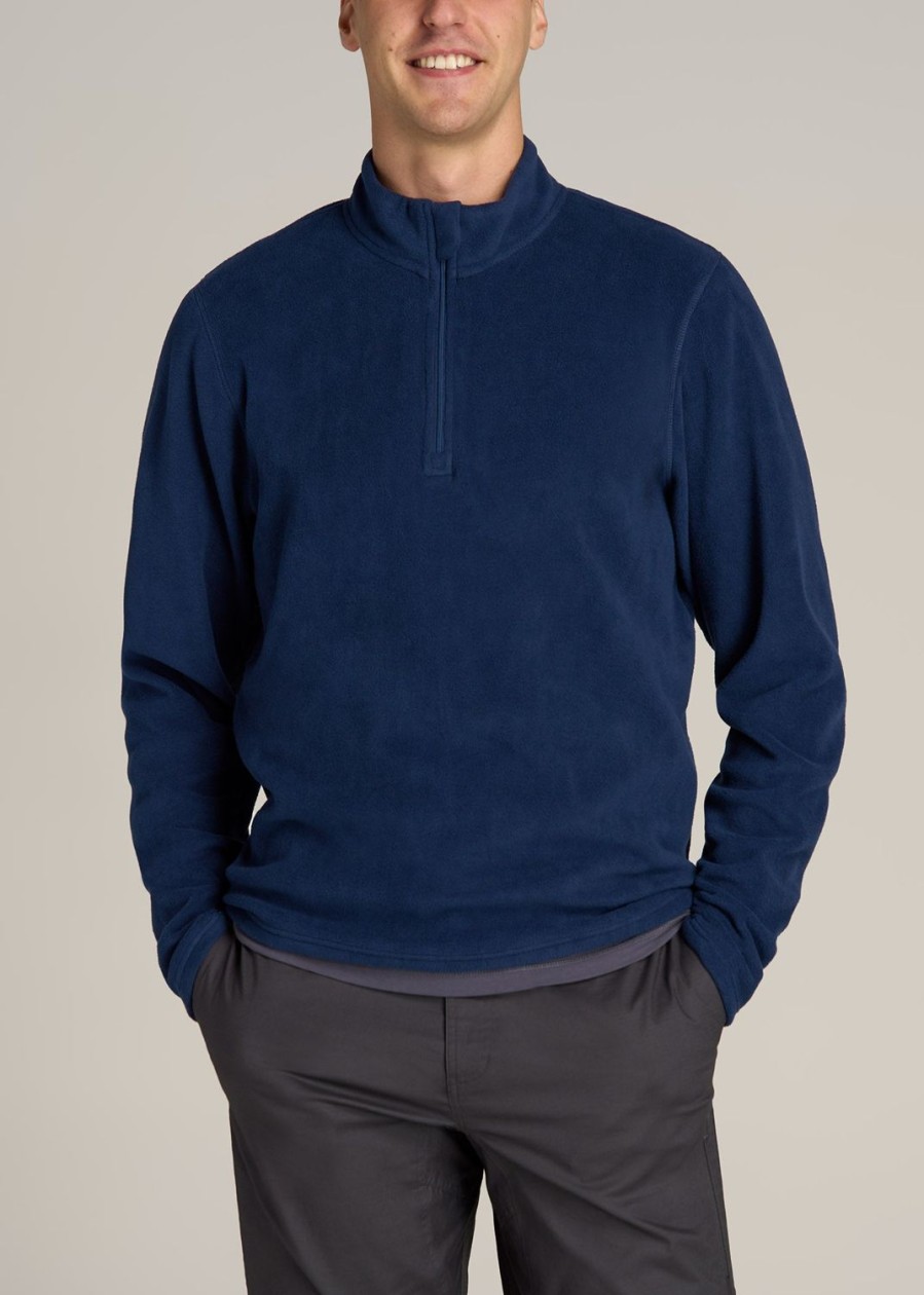 Men American Tall Hoodies + Sweatshirts | Half Zip Polar Men'S Tall Fleece Pullover In Midnight Blue