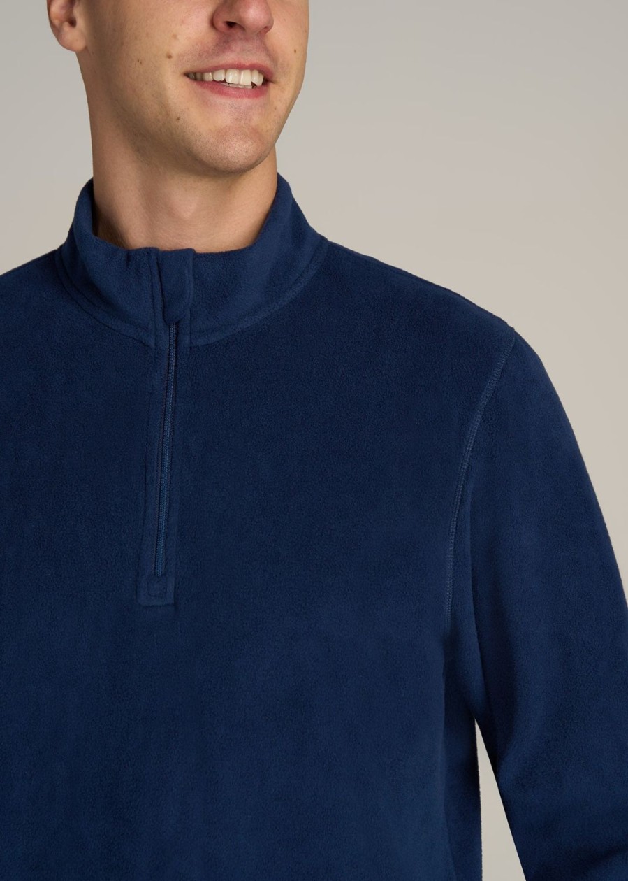 Men American Tall Hoodies + Sweatshirts | Half Zip Polar Men'S Tall Fleece Pullover In Midnight Blue