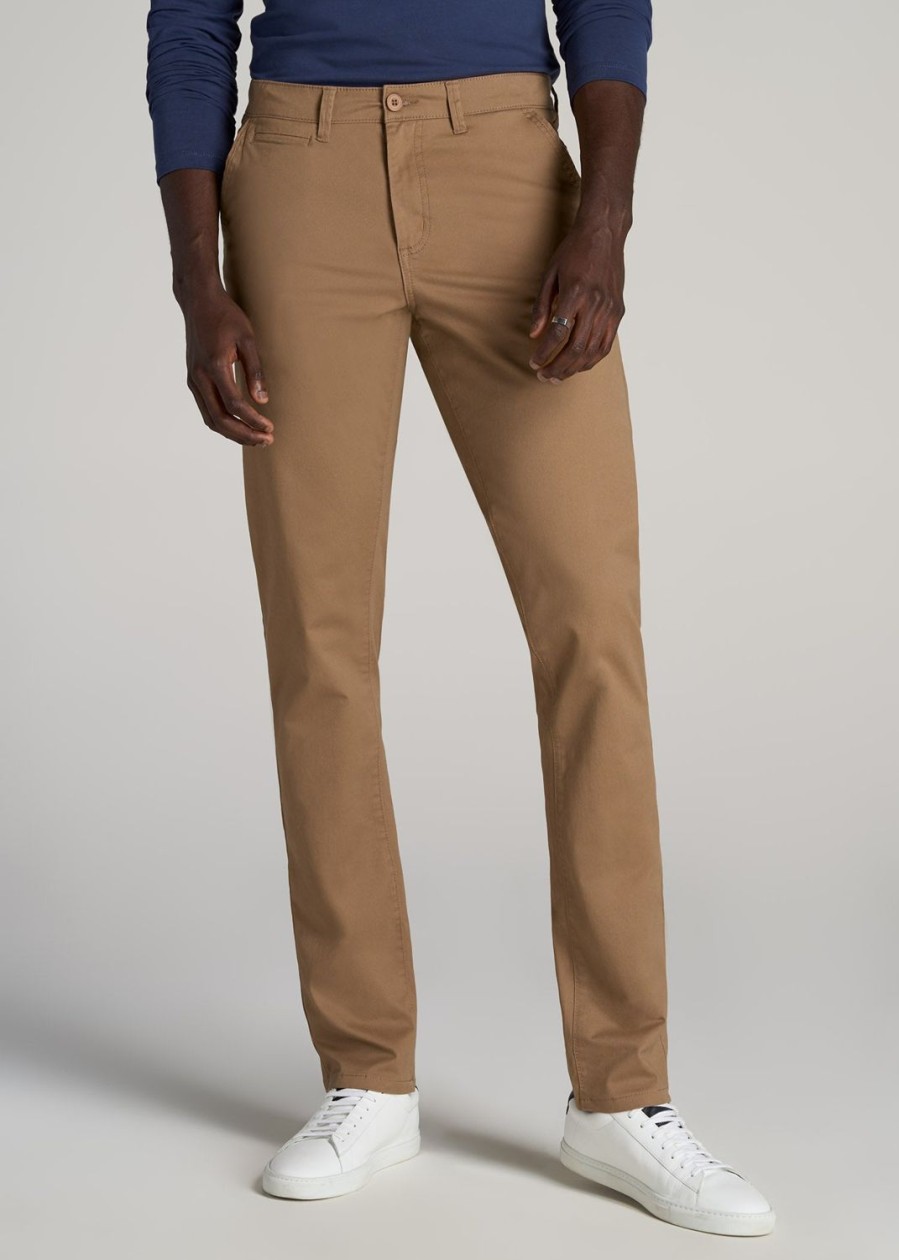 Men American Tall Pants + Chinos | Carman Tapered Chinos In Pants For Tall Men Russet Brown