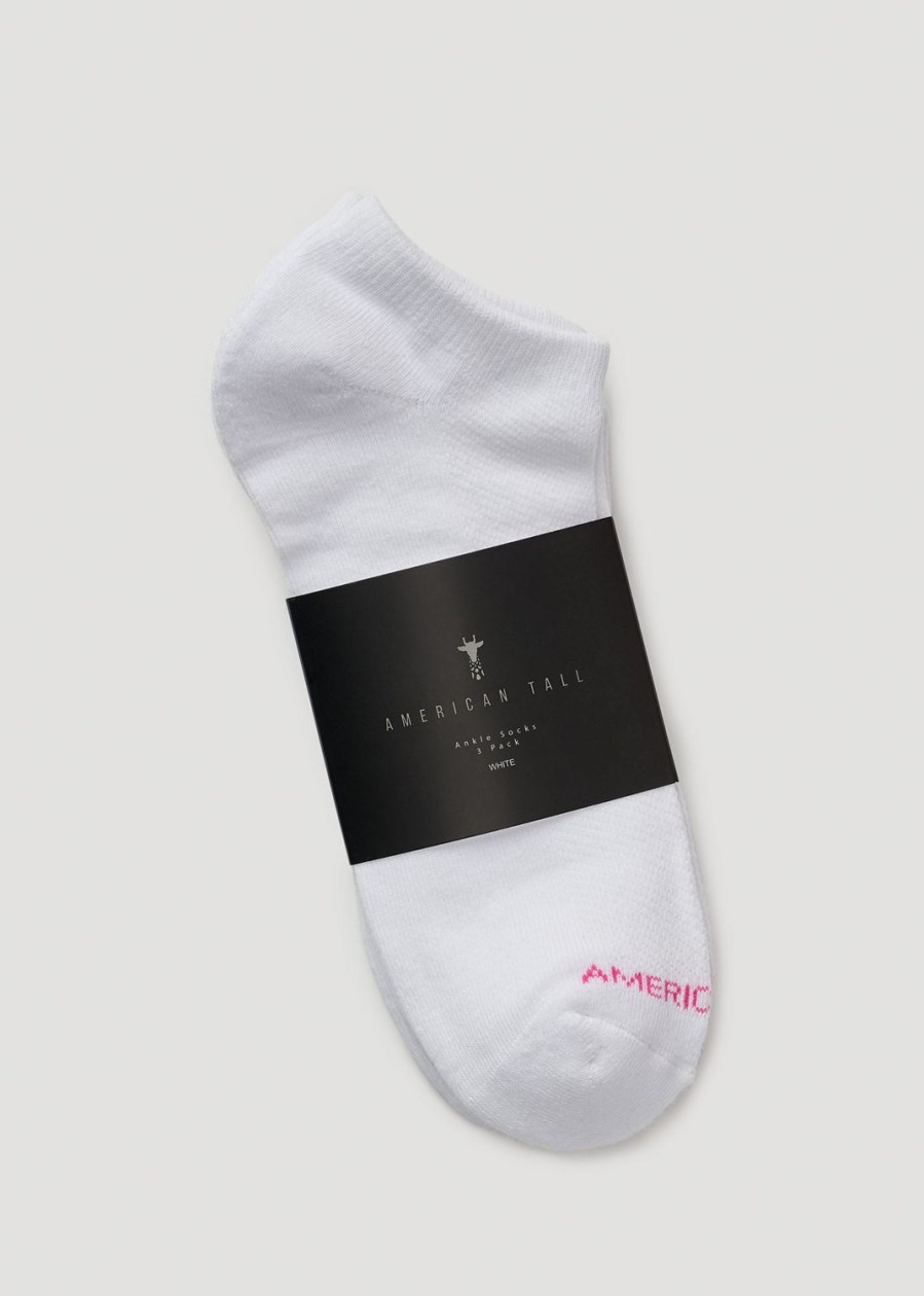 Women American Tall Socks | Women'S Ankle Socks (X-Large Size: 10-13) | White 3 Pack