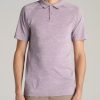 Men American Tall Polos | A.T. Performance: Raglan Men'S Tall Polo Shirt In Lavender Mix