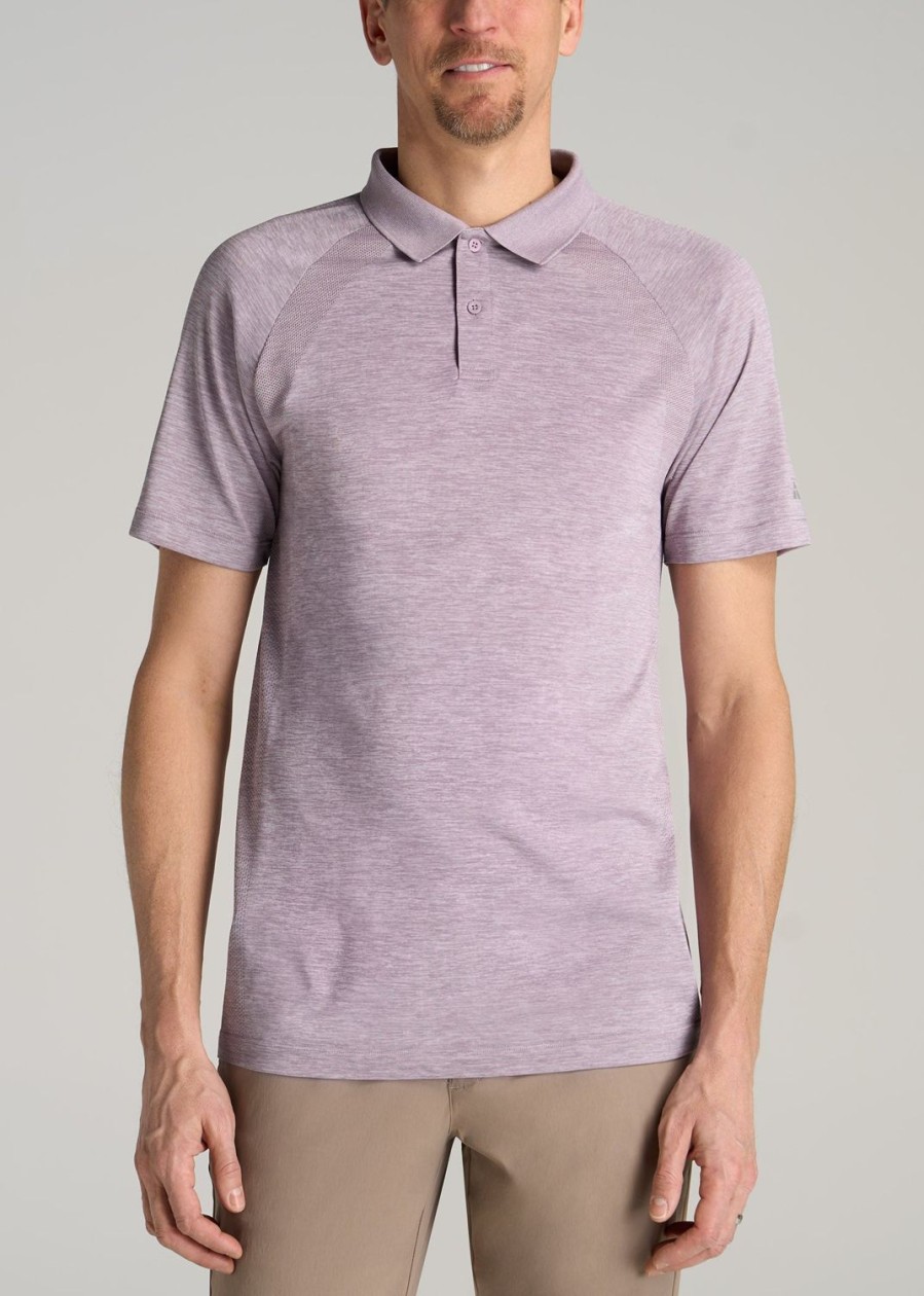 Men American Tall Polos | A.T. Performance: Raglan Men'S Tall Polo Shirt In Lavender Mix