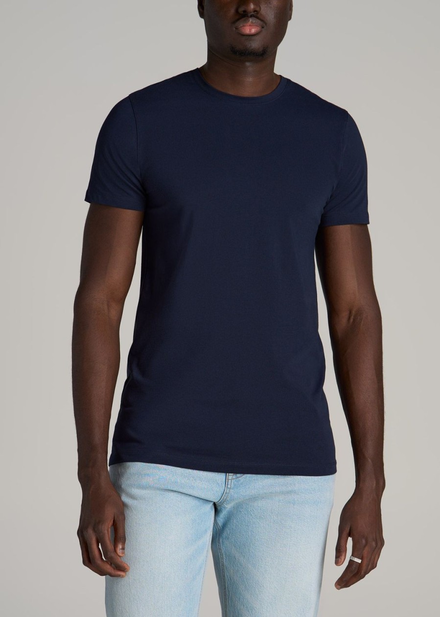 Men American Tall Tees + Tanks | Stretch Cotton Modern-Fit T-Shirt For Tall Men In True Navy