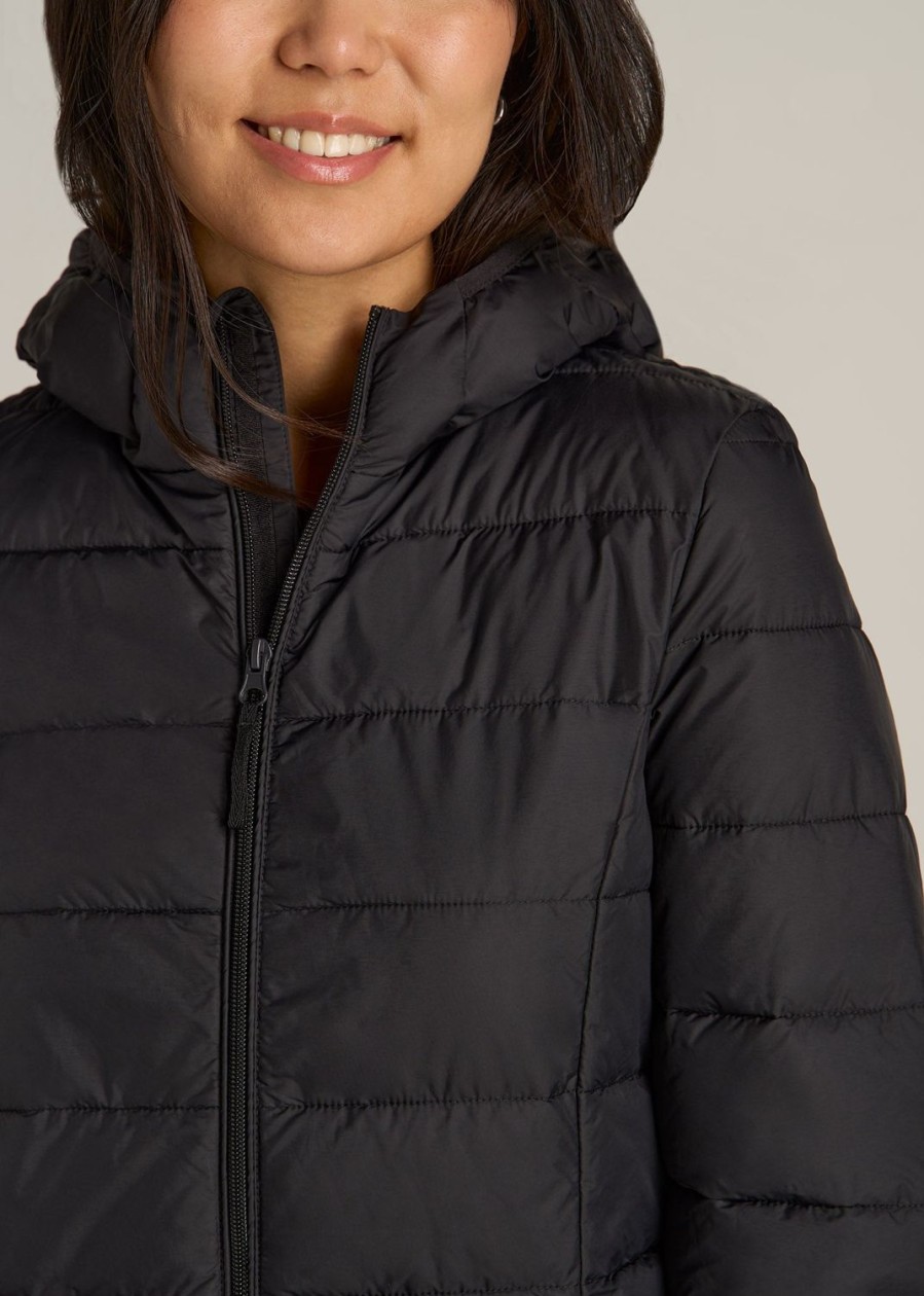 Women American Tall Jackets + Outerwear | Packable Puffer Jacket For Tall Women In Black