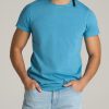 Men American Tall Tees + Tanks | Modern-Fit Garment Dyed Cotton Men'S Tall T-Shirt In Turquoise Splash