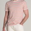 Men American Tall Tees + Tanks | Regular-Fit Striped Tee In Men'S Tall T-Shirt Burnt Orange And White Stripe