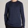 Men American Tall Long Sleeve Tees + Thermals | A.T. Performance Modern-Fit Raglan Shirt For Tall Men In Blue Mix