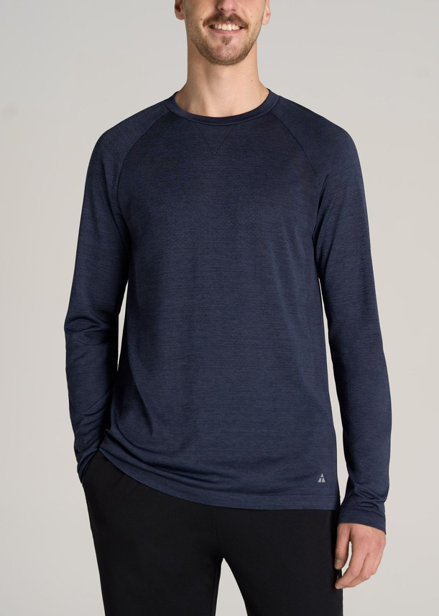 Men American Tall Long Sleeve Tees + Thermals | A.T. Performance Modern-Fit Raglan Shirt For Tall Men In Blue Mix