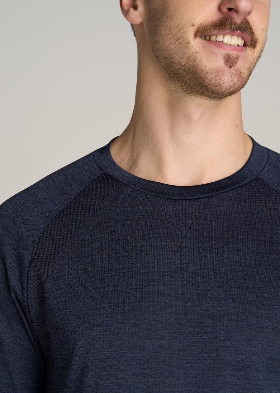 Men American Tall Long Sleeve Tees + Thermals | A.T. Performance Modern-Fit Raglan Shirt For Tall Men In Blue Mix