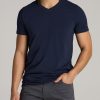 Men American Tall Tees + Tanks | Stretch Cotton Modern-Fit V-Neck T-Shirt For Tall Men In True Navy