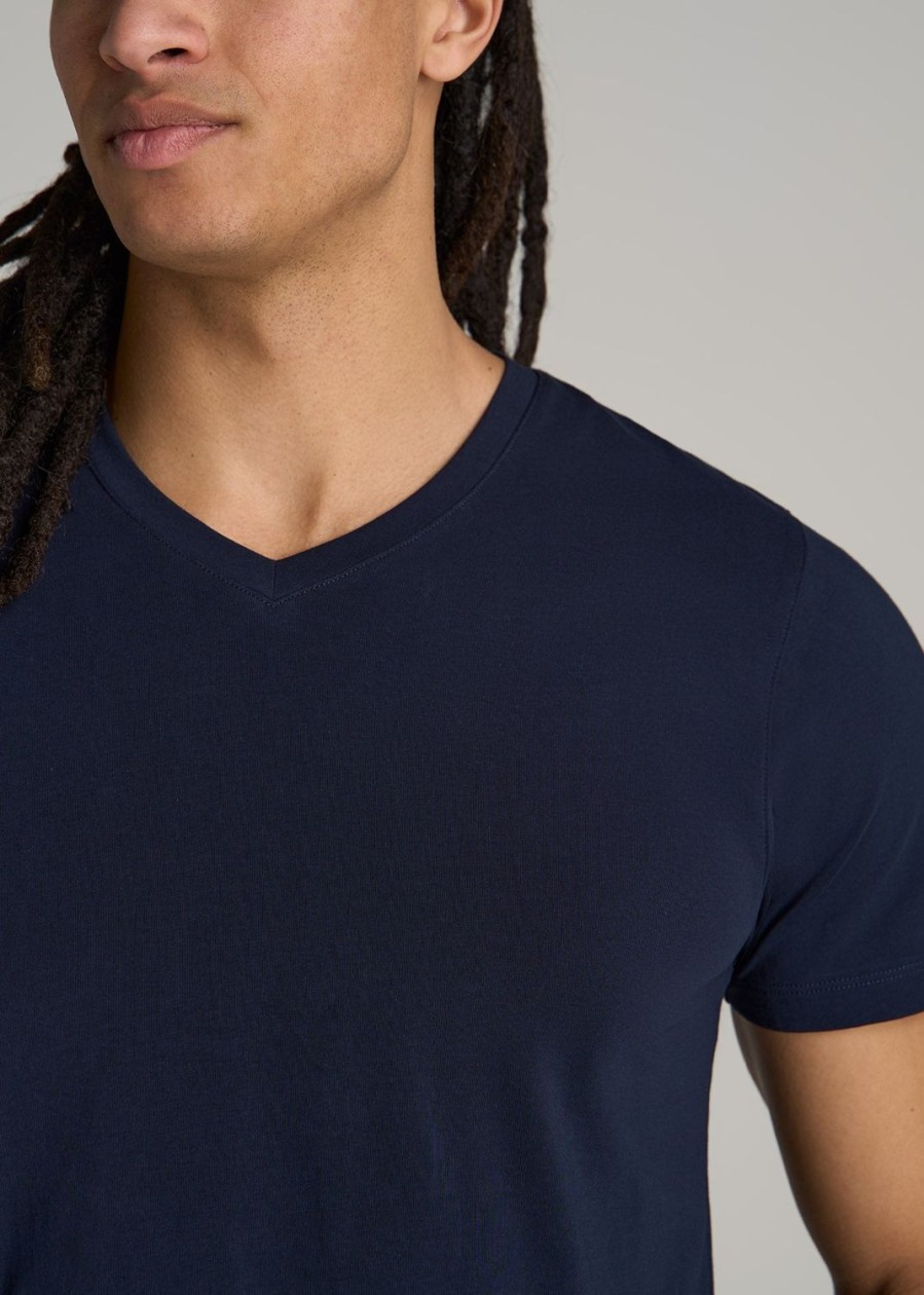 Men American Tall Tees + Tanks | Stretch Cotton Modern-Fit V-Neck T-Shirt For Tall Men In True Navy