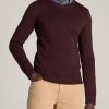 Men American Tall Hoodies + Sweatshirts | Everyday V-Neck Tall Men'S Sweater In Burgundy Mix