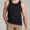 Men American Tall Tees + Tanks | The Essentials: Men'S Tall Slim-Fit Beach Tank Top In Black