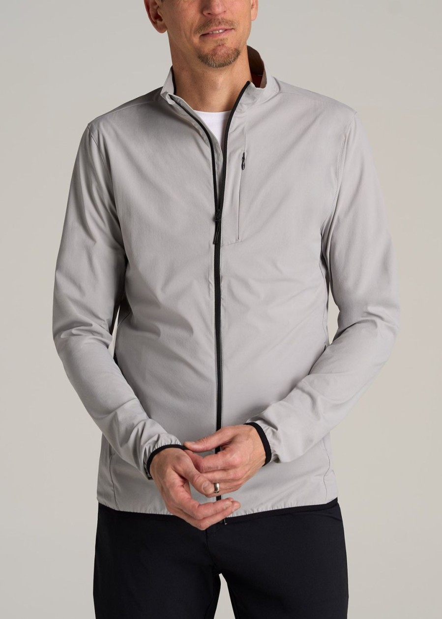 Men American Tall Jackets + Coats | Tall Men'S Softshell Jacket For Outdoor Training In Light Grey