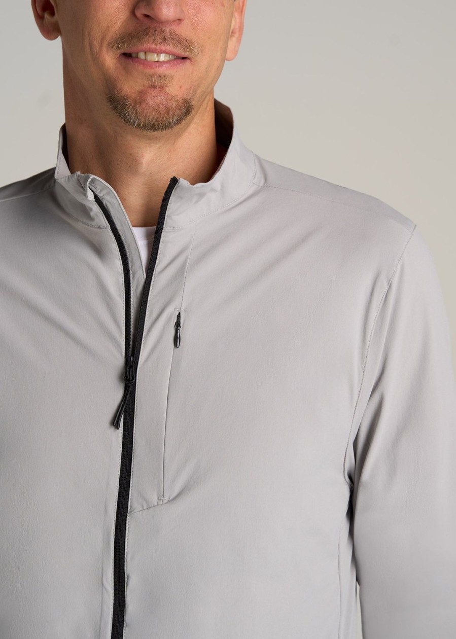 Men American Tall Jackets + Coats | Tall Men'S Softshell Jacket For Outdoor Training In Light Grey