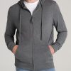 Men American Tall Long Sleeve Tees + Thermals | Long Sleeve Full Zip Jersey Hoodie For Tall Men In Charcoal Mix