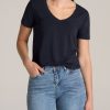 Women American Tall Tees, Tanks + Bodysuits | Women'S Tall Scoop V-Neck Tee In Dark Navy