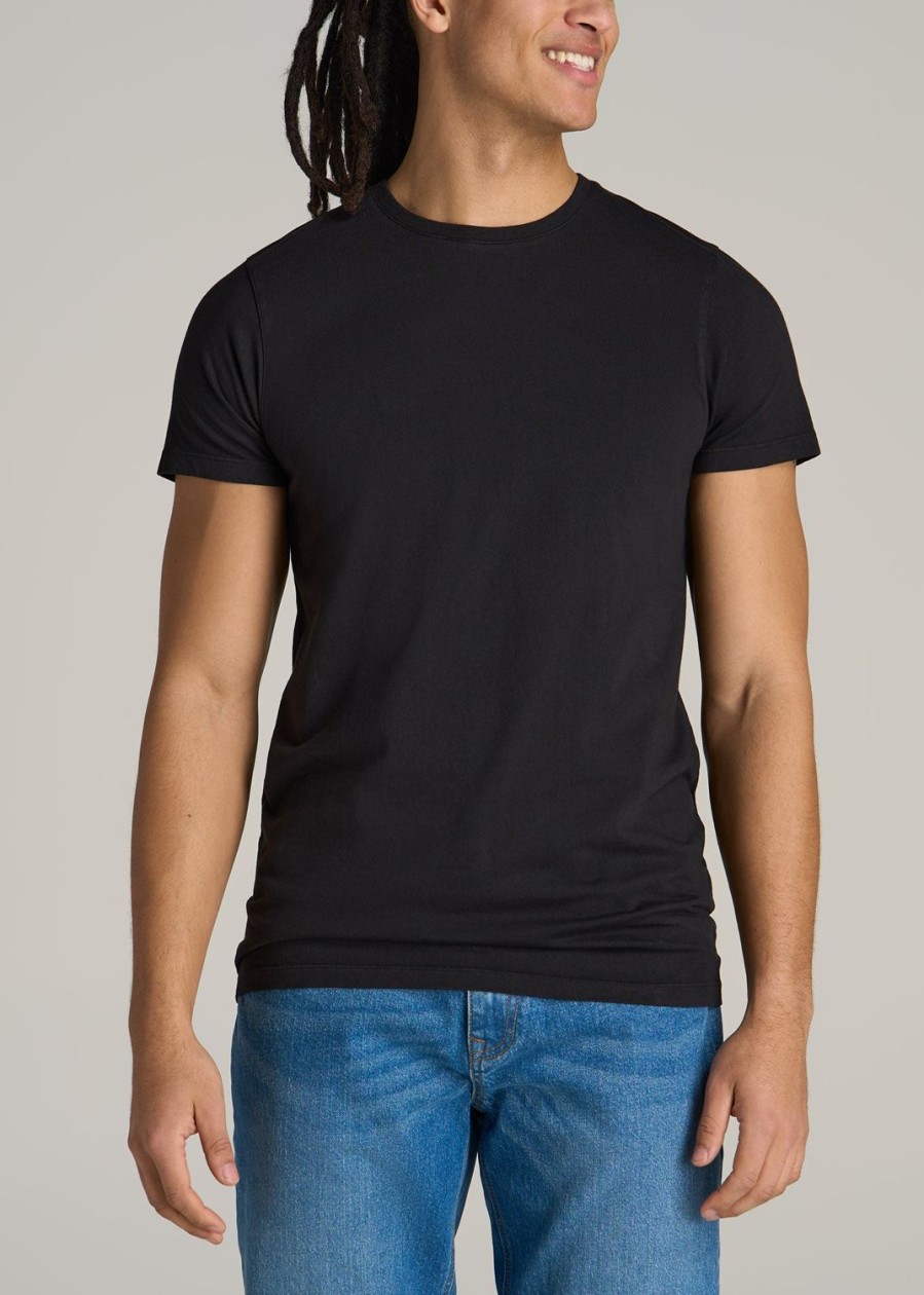 Men American Tall Tees + Tanks | Modern-Fit Garment Dyed Cotton Men'S Tall T-Shirt In Black