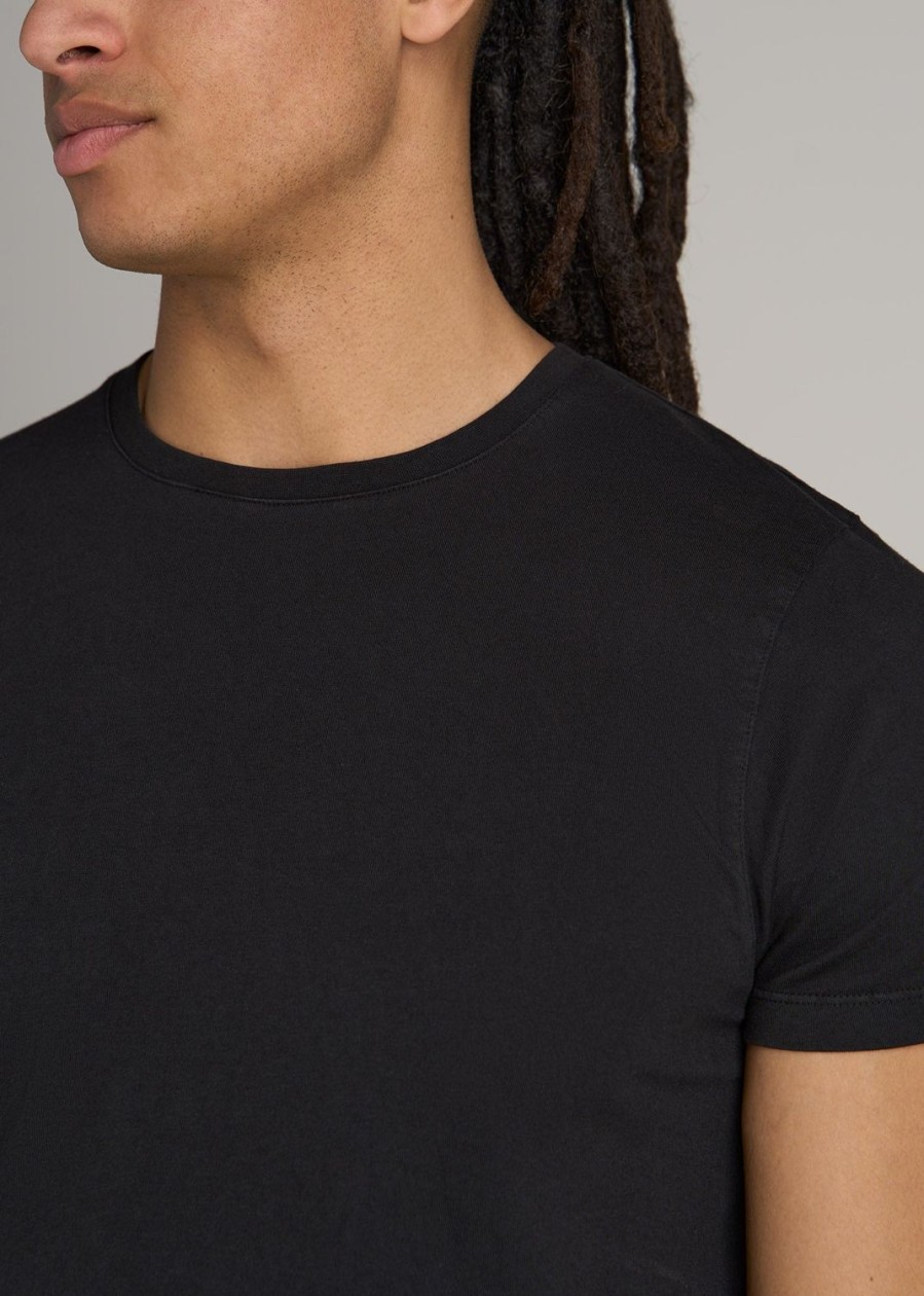 Men American Tall Tees + Tanks | Modern-Fit Garment Dyed Cotton Men'S Tall T-Shirt In Black