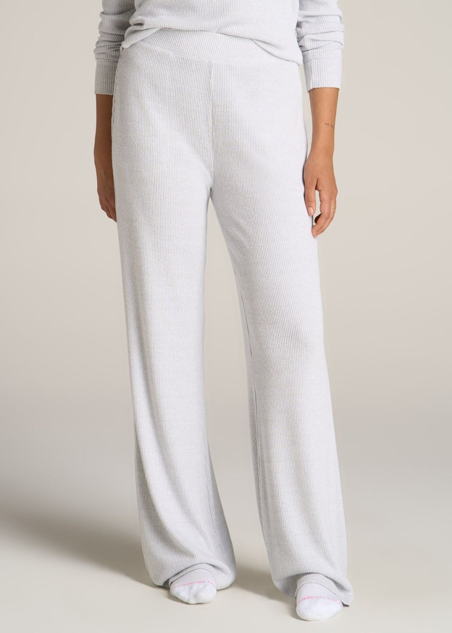 Women American Tall Athletic Pants | Women'S Ribbed Flare Extra-Long Lounge Pants In Fog Grey Mix