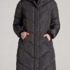 Women American Tall Jackets + Outerwear | American Tall X Point Zero Long Hooded Women'S Tall Puffer Jacket In Graphite